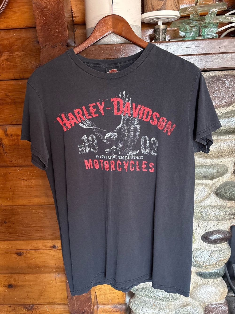 Harley Davidson 2012 Prince George BC Eagle 1903 Faded Black T-Shirt